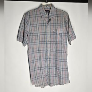 Vintage Cavalier Extra Tall Pink and Gray Plaid Button Down Shirt